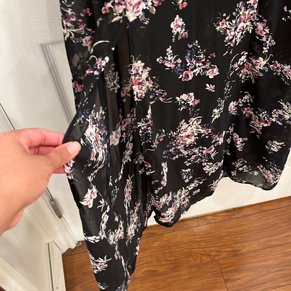 Dynamite Long Sleeve Black Floral Maxi Dress - Picture 7 of 14